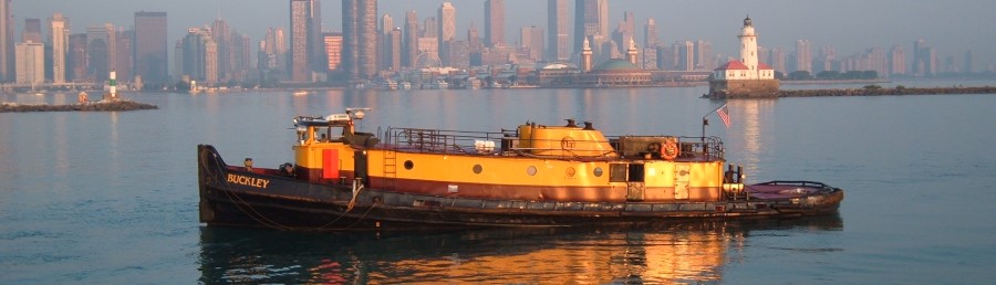 barge towing on Lake Michigan